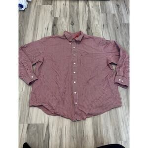 IZOD Red White Striped Button Down Shirt Men’s 3XL Long Sleeve Classic Fit